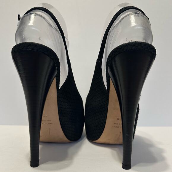 Vintage Giuseppe Zanotti Black Suede Slingback Heels size IT 38.5 Python - Picture 6 of 10